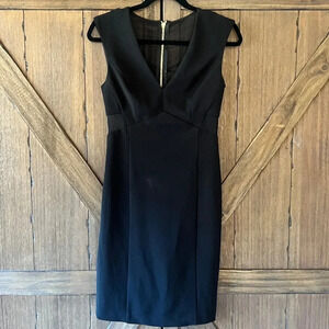 Aidan Mattox Mesh Panel Black Cocktail Dress Size 4 EUC